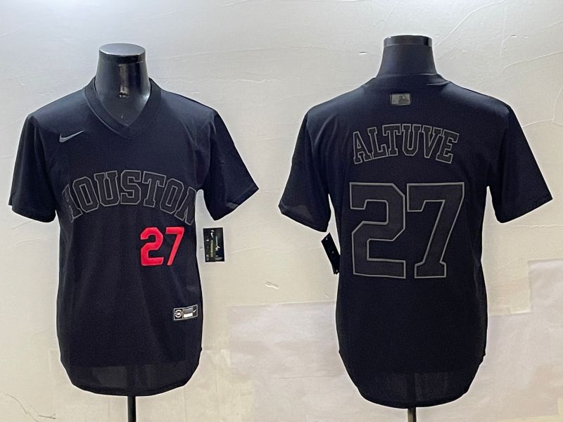 Men Houston Astros #27 Altuve Black Game Fashion 2025 Nike MLB Jersey style 7